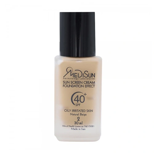 ضد آفتاب کرم پودری مدیسان SPF40 پمپی مخصوص پوست چرب و آکنه حجم 30ml